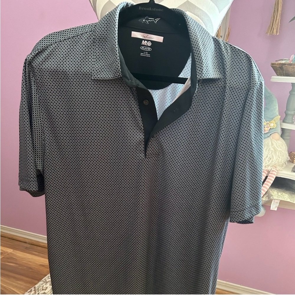 Greg Norman Collection Black and Gray Polo Shirt